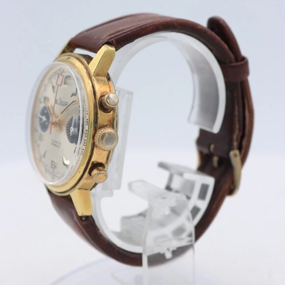 Vintage Le Jour 1376 Panda Men's Chronograph Wristwatch Valj. 7734 Gold Tone - Picture 7 of 7